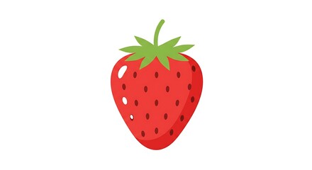 Simple red strawberry fruit icon. Flat design vector illustration isolated on a white background