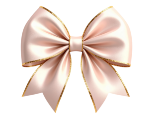 Large 3D pastel bow with a shiny gold border, isolated.
