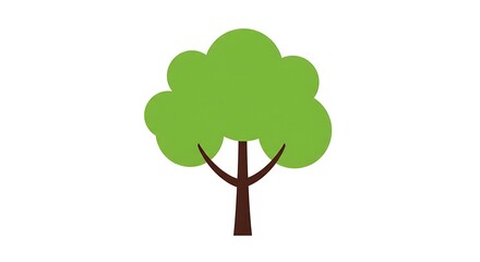 Simple flat style tree icon illustration isolated on a white background representing the concept of nature, growth, and ecology