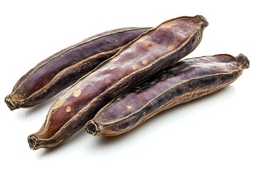 Carob Pods Pile, Brown Seed Pods, Healthy Food Ingredient, Dry Brown Pods