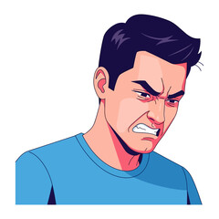 Frustration and Disgust: A portrait of a man expresses raw emotion with a powerful display of disgust and frustration. Capturing the essence of human emotion.