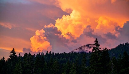 Dramatic sunset over a mountain range