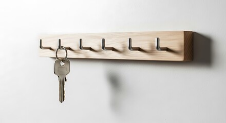 Minimalist Light Wood Key Holder with Single Key