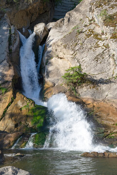 The picturesque Khanaga Waterfall. Huchni neighborhood, Dagestan, Russia