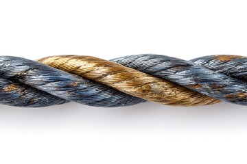 Braided Texture Gold and Silver Twine Detail, Metallic Thread on White