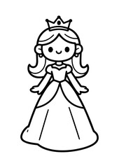 Black and White Princess Gown Outline