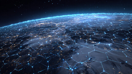 Obraz premium Global Network: Illuminated Earth from Space