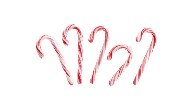 Several candy canes arranged together in the air