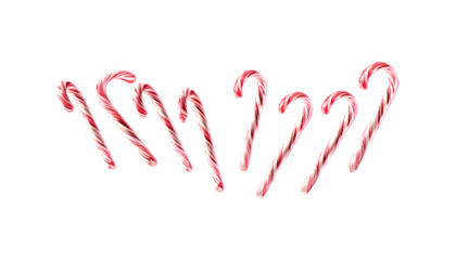 Several candy canes arranged together in the air