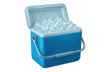Compact cooler maintaining beverage and food temperature, supporting outdoor gatherings with convenient cooling solution on clean background