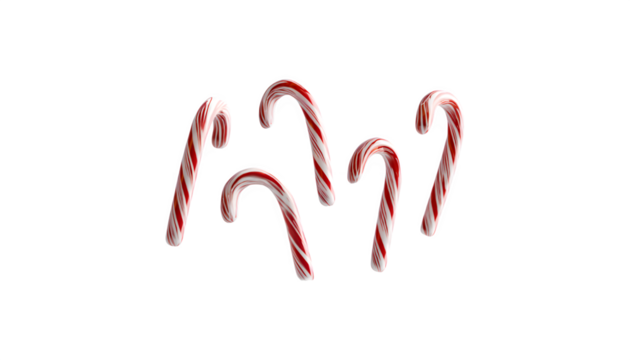 Several candy canes arranged together in the air