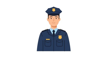 Illustration of a police officer in uniform, representing law enforcement and safety