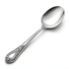 Serving spoon isolated on white background with metallic detail realistic clean texture and design