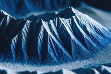 Close-up view of detailed,  blue mountain range