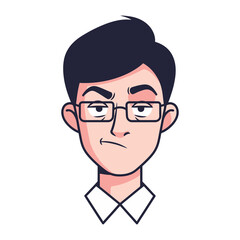 Portrait of Apprehensive Male: A male individual, viewed from the shoulders up, his expression a mix of uncertainty and a touch of disapproval, his gaze intense