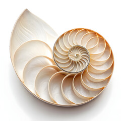 Obraz premium Sea shell isolated on white background with natural texture marine detail and realistic clean design
