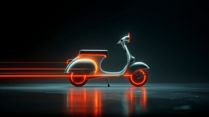 Fototapeta premium Sleek Electric Scooter with Neon Glow in Dark Background