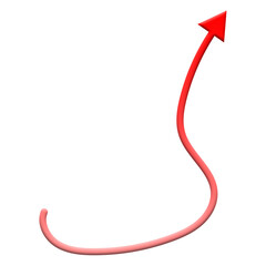 Red curve arrow icon on transparent background. flat style. arrow icon for your web site design, logo, app, UI. smooth, modern design, pointer indicating direction or movement. vector icon