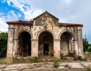 Obraz premium Ruined building, exterior view, countryside
