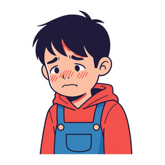 The Sad Boy: A young boy, with a tender heart, wears his emotions on his sleeve as a poignant representation of melancholy, encapsulated in digital artistry.