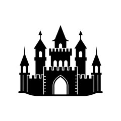 Fototapeta premium fortress with gate towers silhouette black icon