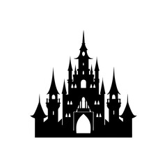 Obraz premium gothic castle with spires silhouette black icon