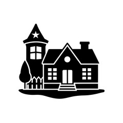 police station silhouette house vector