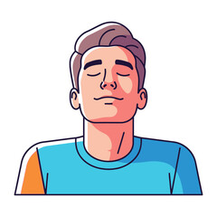 Obraz premium Serene Contemplation: A serene man with closed eyes, lost in a moment of peaceful reflection and introspection.