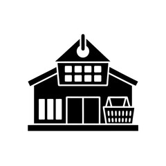 supermarket building silhouette icon