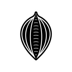 vector silhouette of a cartoon cacao pod with a ri