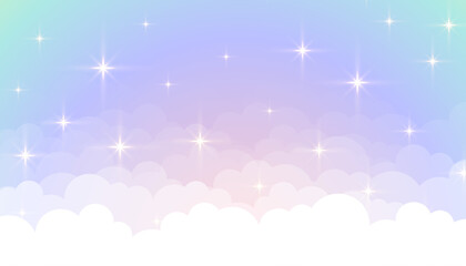 Fototapeta premium paper style dreamy clouds and shiny stars wallpaper for comic backdrop design