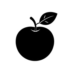 vector silhouette of a round cartoon apple with a 