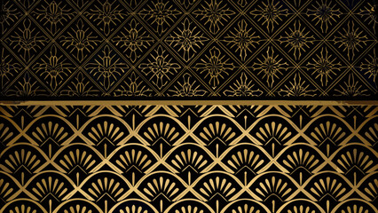 Elegant art deco black and gold geometric pattern background