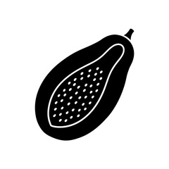 vector silhouette of a whole  oblong cartoon papay