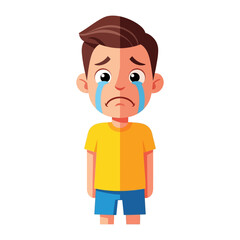 Little Boy's Tearful Moment: Capturing the innocence of childhood, a small boy's face is streaked with tears. A poignant moment captured in a simple setting.