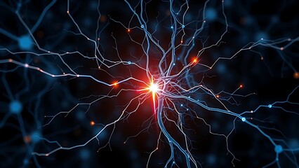 Abstract glowing neural network with a disrupted pathway, representing cognitive imperfections.