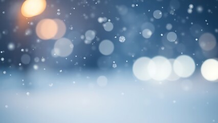 Gentle snowfall in soft illumination, evoking quiet winter mood.