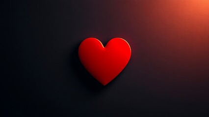 A glowing red heart shape floats against a dark textured background with warm edges and soft lighting.