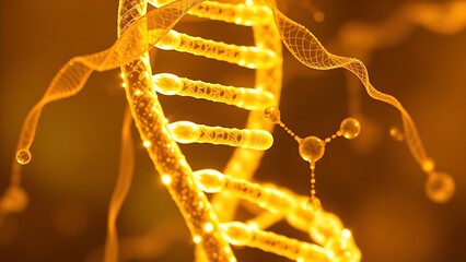 Glowing DNA helix intertwined with golden strands, symbolizing regenerative medicine breakthroughs.