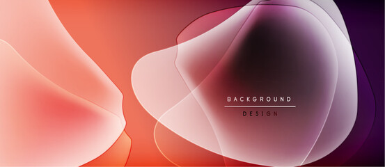 Abstract fluid shapes blend, creating vibrant orange, purple gradients. Minimalist text reads background design. Modern aesthetic, smooth transitions.