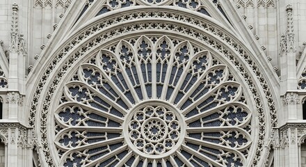 Obraz premium Intricate Gothic Rose Window Architecture Detail