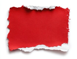Red torn paper fragment against white background