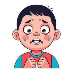 The Agony: A Child’s Portrait of Sorrow captures a young boy’s raw emotion, showcasing his sadness, tears, and distress through simple but effective design. 