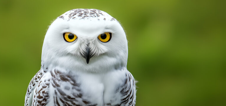 Coruja-das-neves em um Fundo Verde