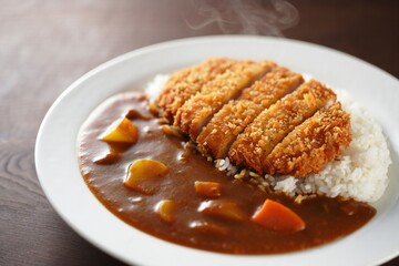 A plate of food with rice and curry on top