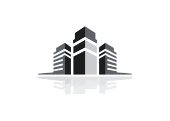 Modern gray buildings illustration for architecture