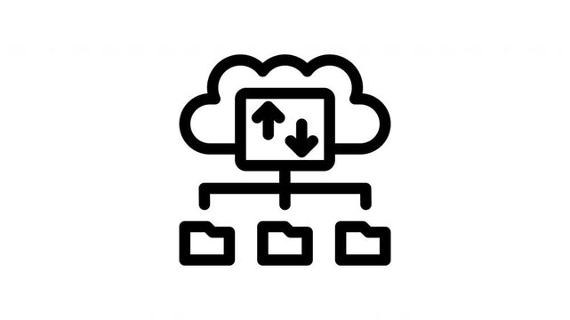 cloud sync minimalist line animation