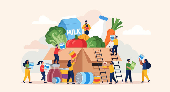 Community Food Bank Volunteers Contributing to Food Drives