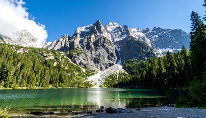 Mountain lake in a valley