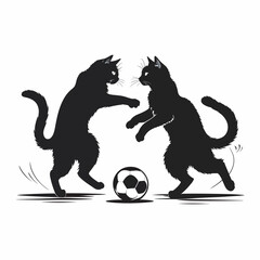 Obraz premium soccer ball with a cats